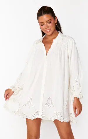 show me your mumu: leona mini dress-white lace embroidery