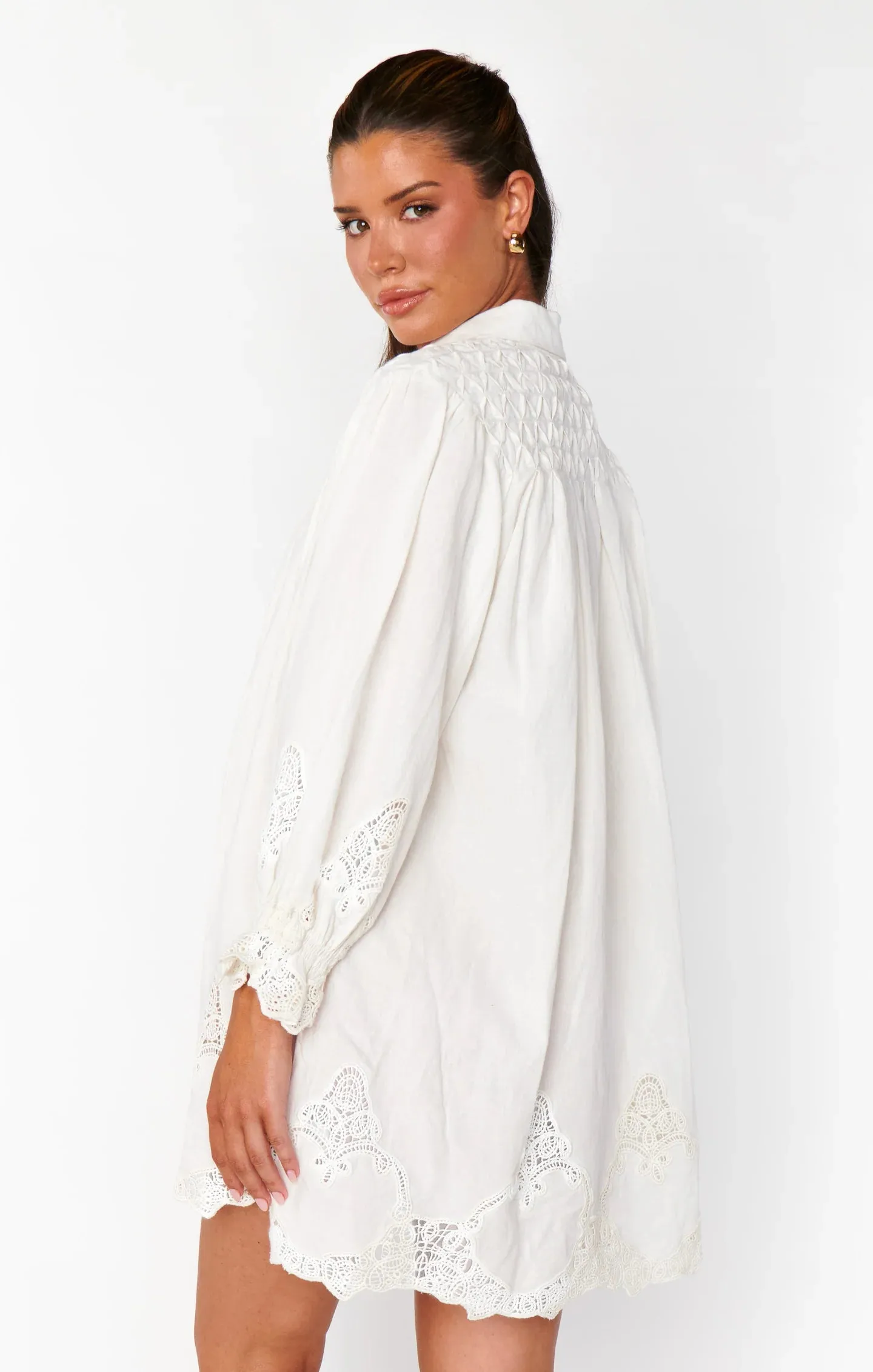 Show Me Your Mumu | Leona Mini Dress {White Lace Embroidery}