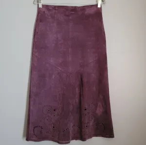 Sienastudio Suede 100% Leather Skirt with Laser Cut design. Size 8P