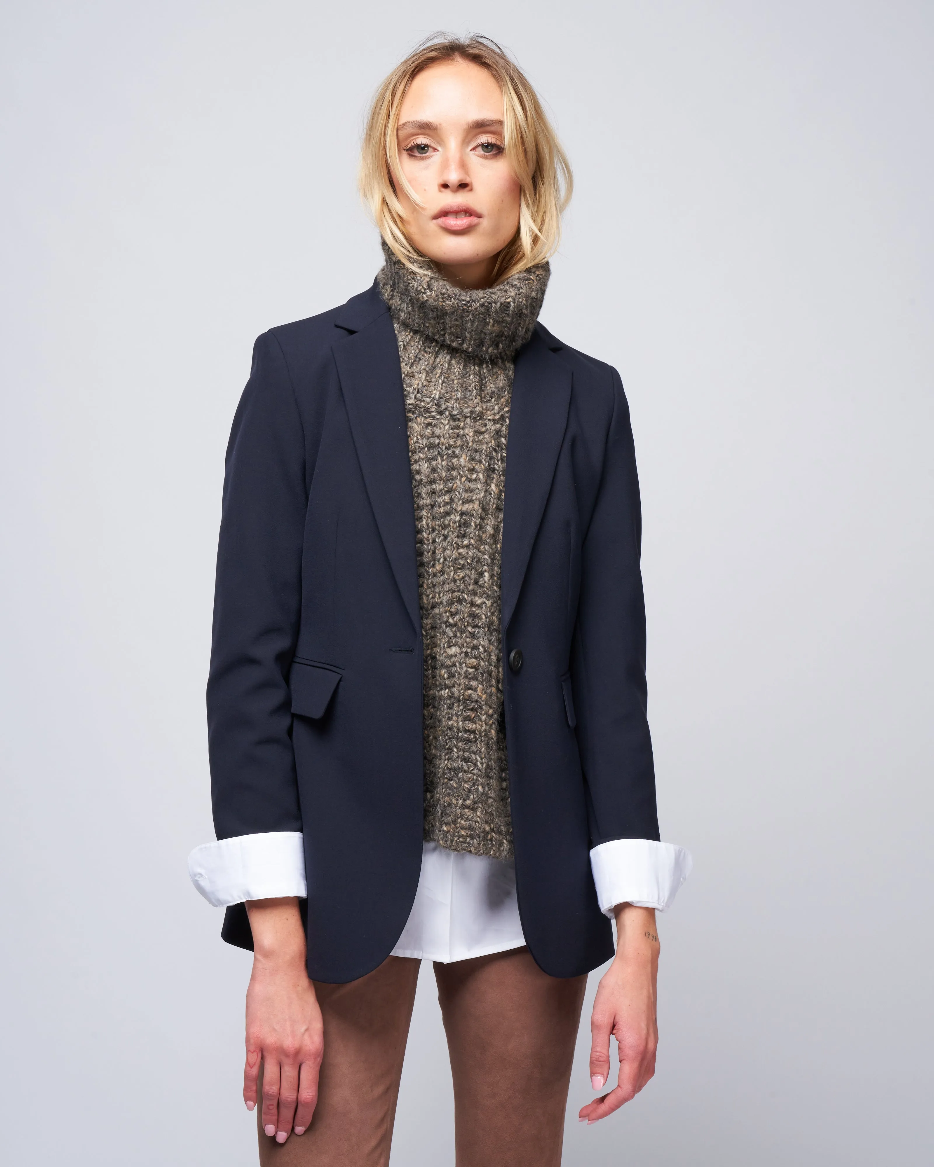 single breast blazer - navy blue