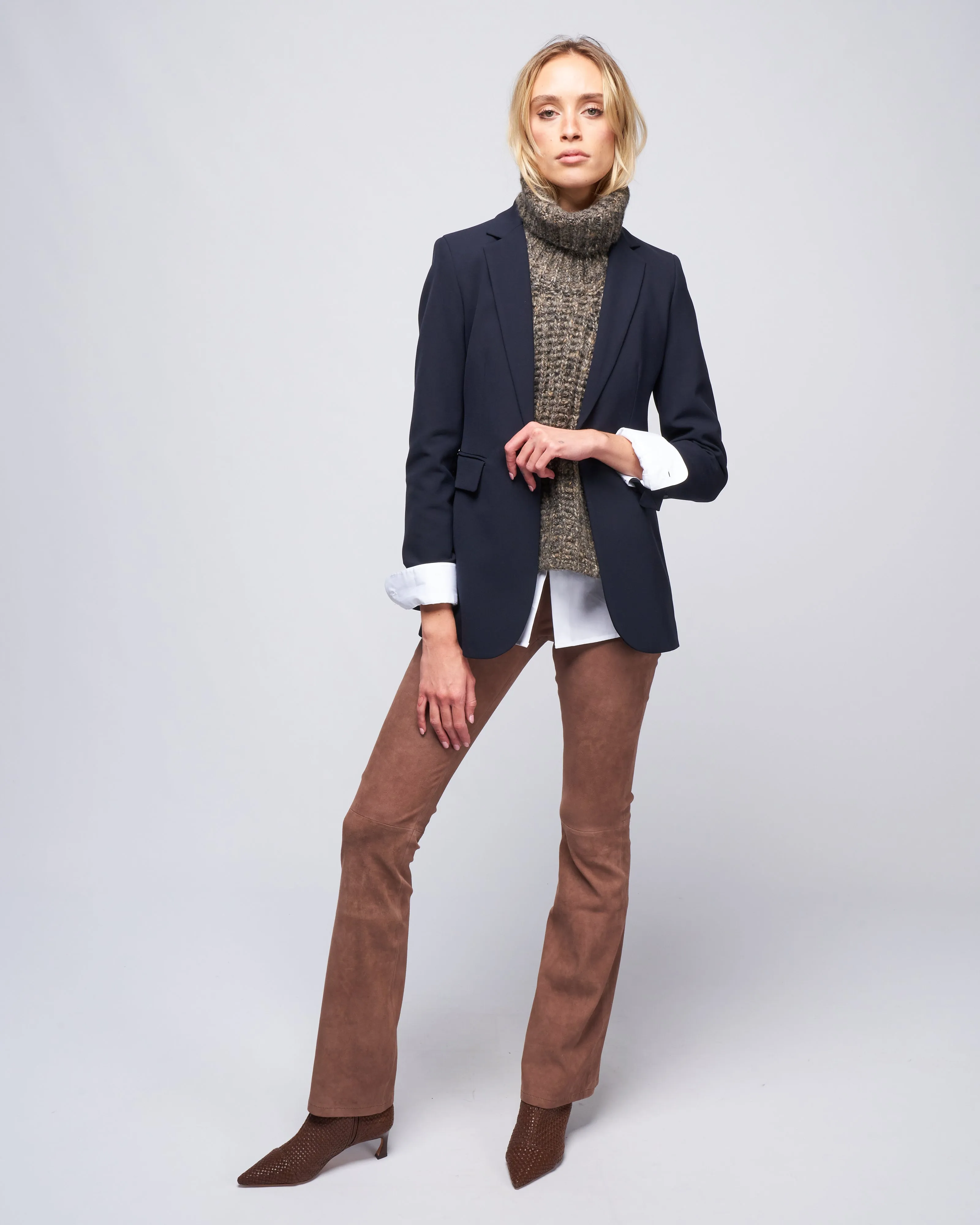 single breast blazer - navy blue