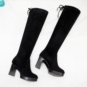 Small Feet Chunky Heel Long Boots DS101