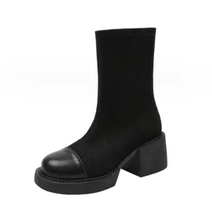 Small Feet Women's Slip On Stretch Boots With Toe Cap DS359