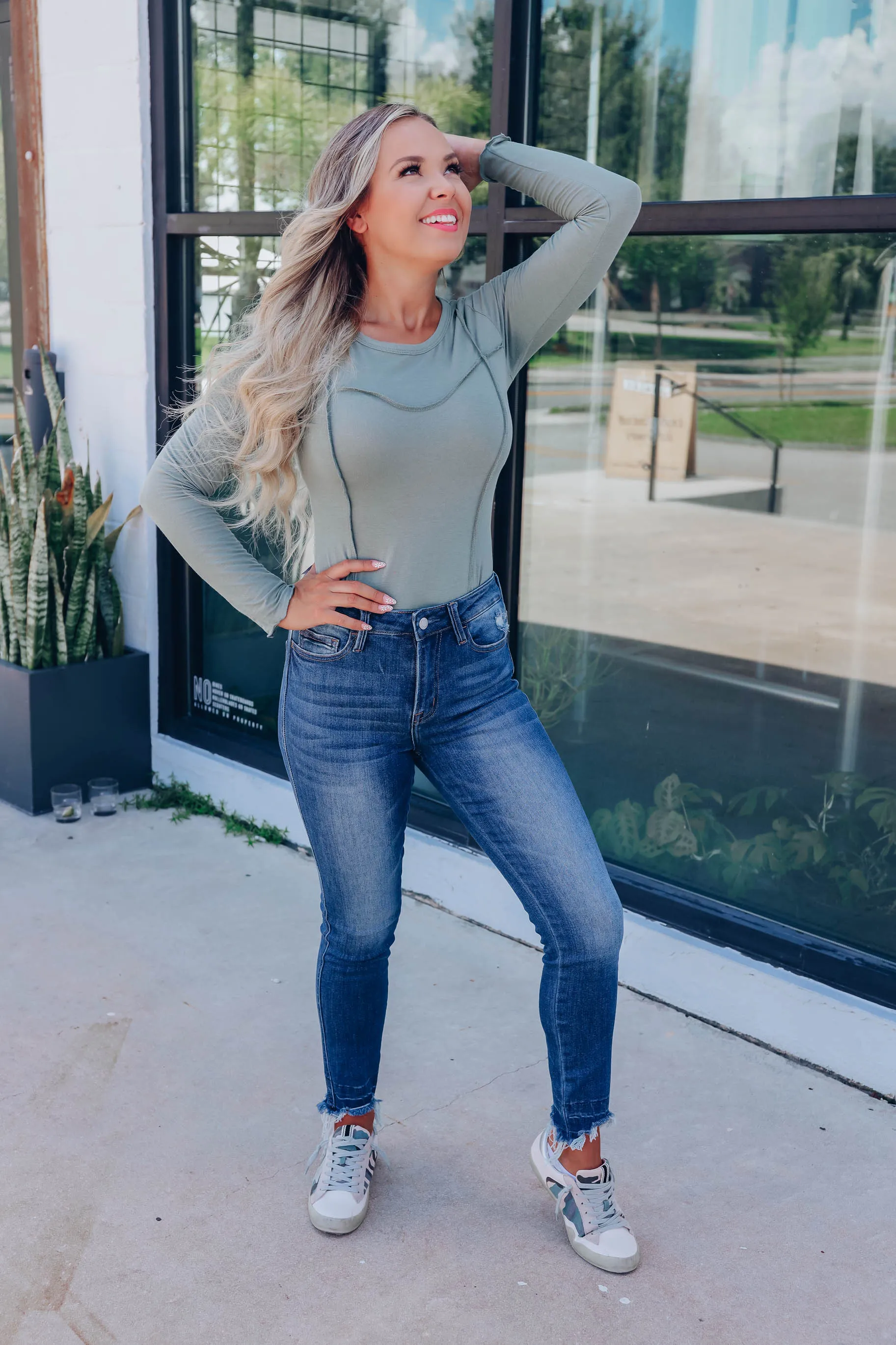 Sonya Long Sleeve Bodysuit - Olive