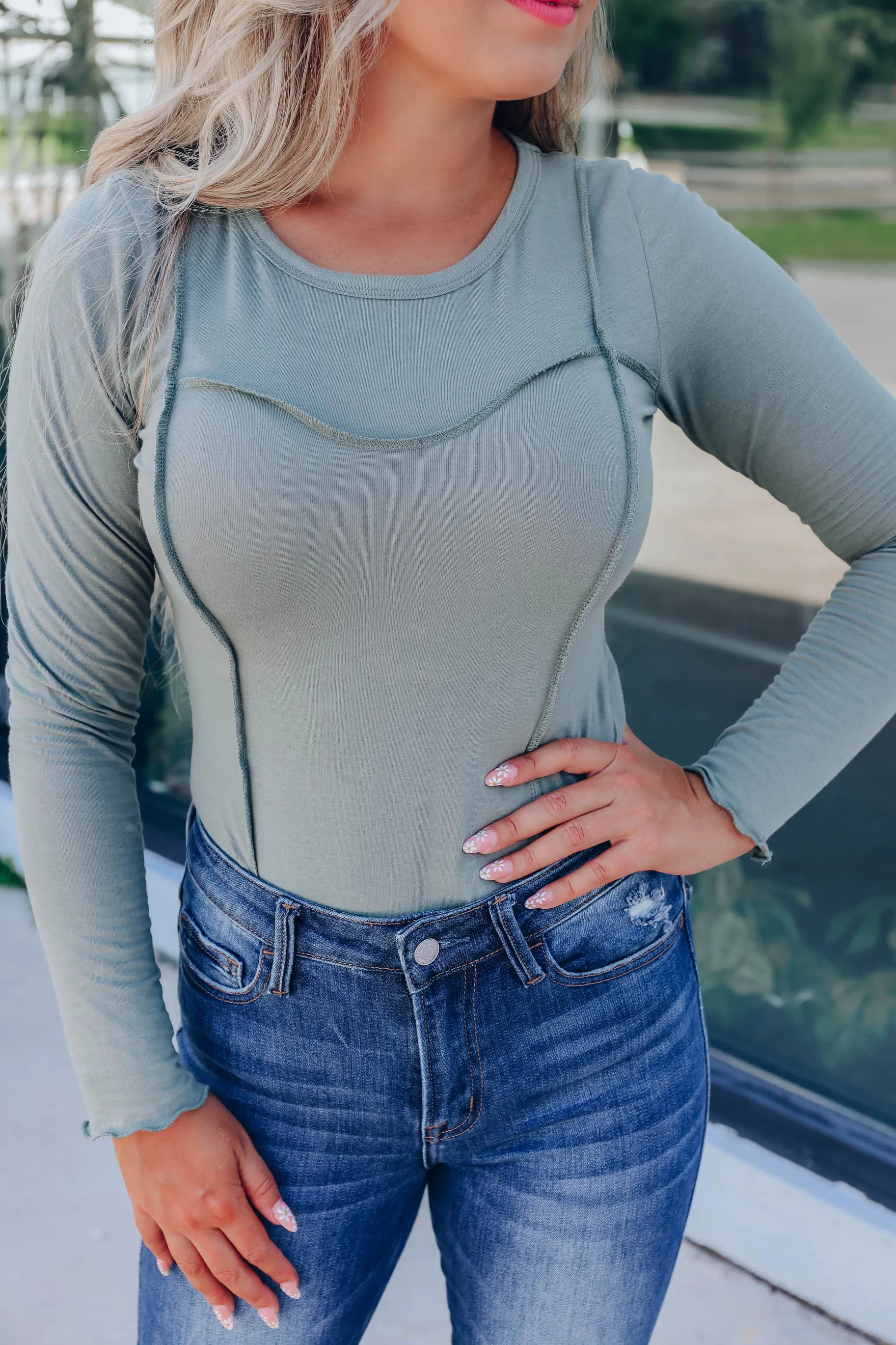 Sonya Long Sleeve Bodysuit - Olive