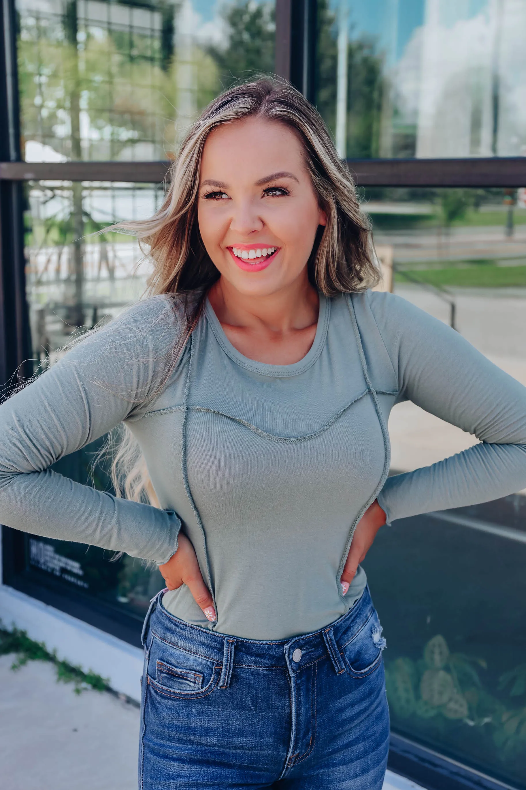 Sonya Long Sleeve Bodysuit - Olive