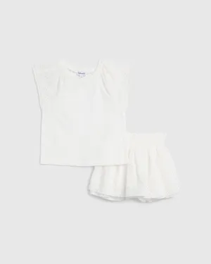 Splendid Infant Girl Breezy Short Sleeve Skort Set White