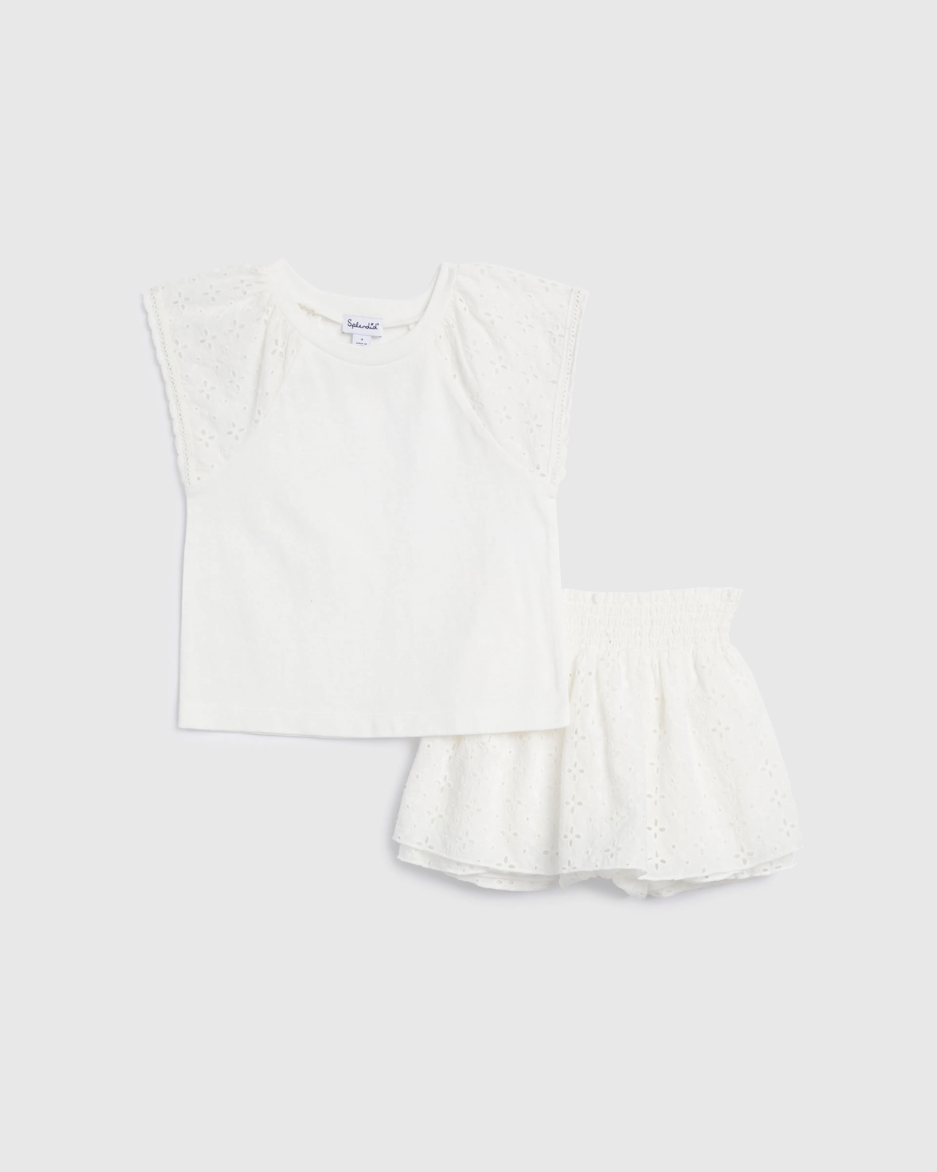 Splendid Infant Girl Breezy Short Sleeve Skort Set White