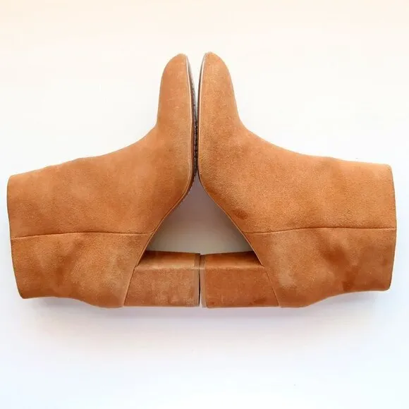 Splendid Tan Suede Leather Block Heel Ankle Boots Booties Size