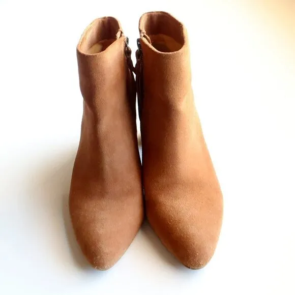 Splendid Tan Suede Leather Block Heel Ankle Boots Booties Size