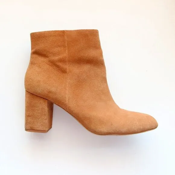 Splendid Tan Suede Leather Block Heel Ankle Boots Booties Size