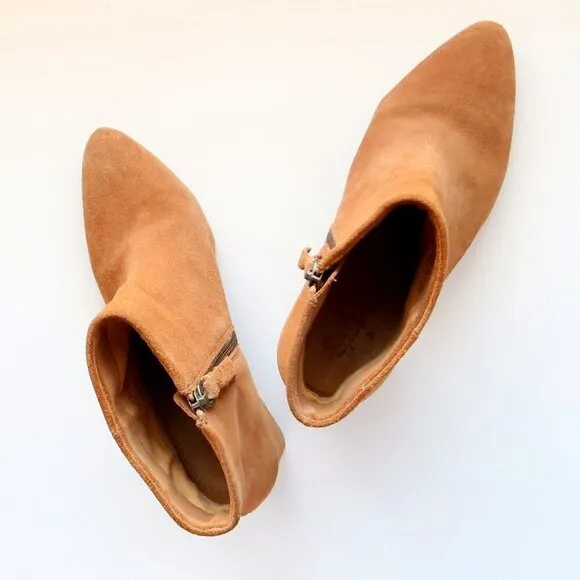 Splendid Tan Suede Leather Block Heel Ankle Boots Booties Size