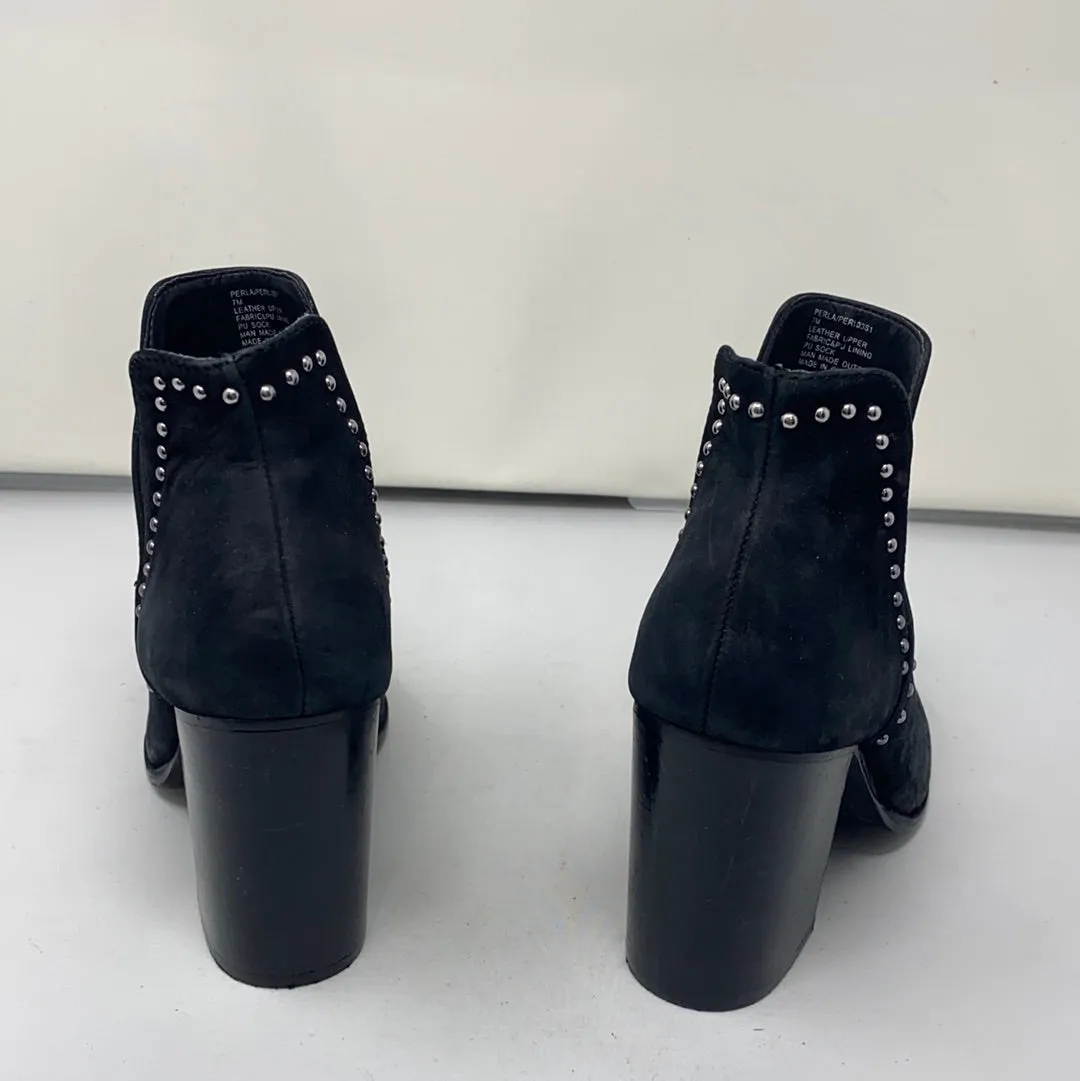 Steve Madden Black Suede Studded Dipped Ankle Bootie
