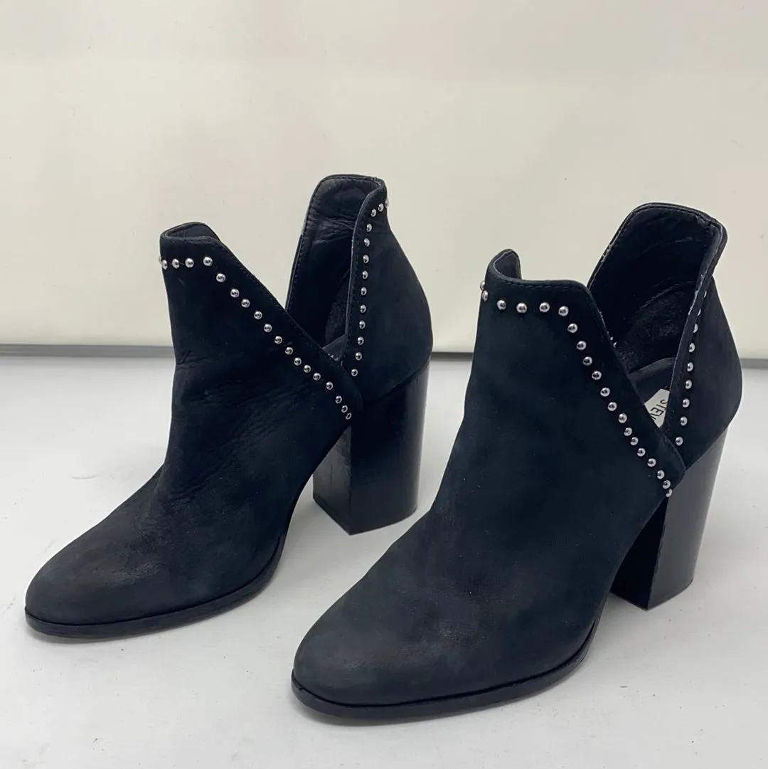 Steve Madden Black Suede Studded Dipped Ankle Bootie