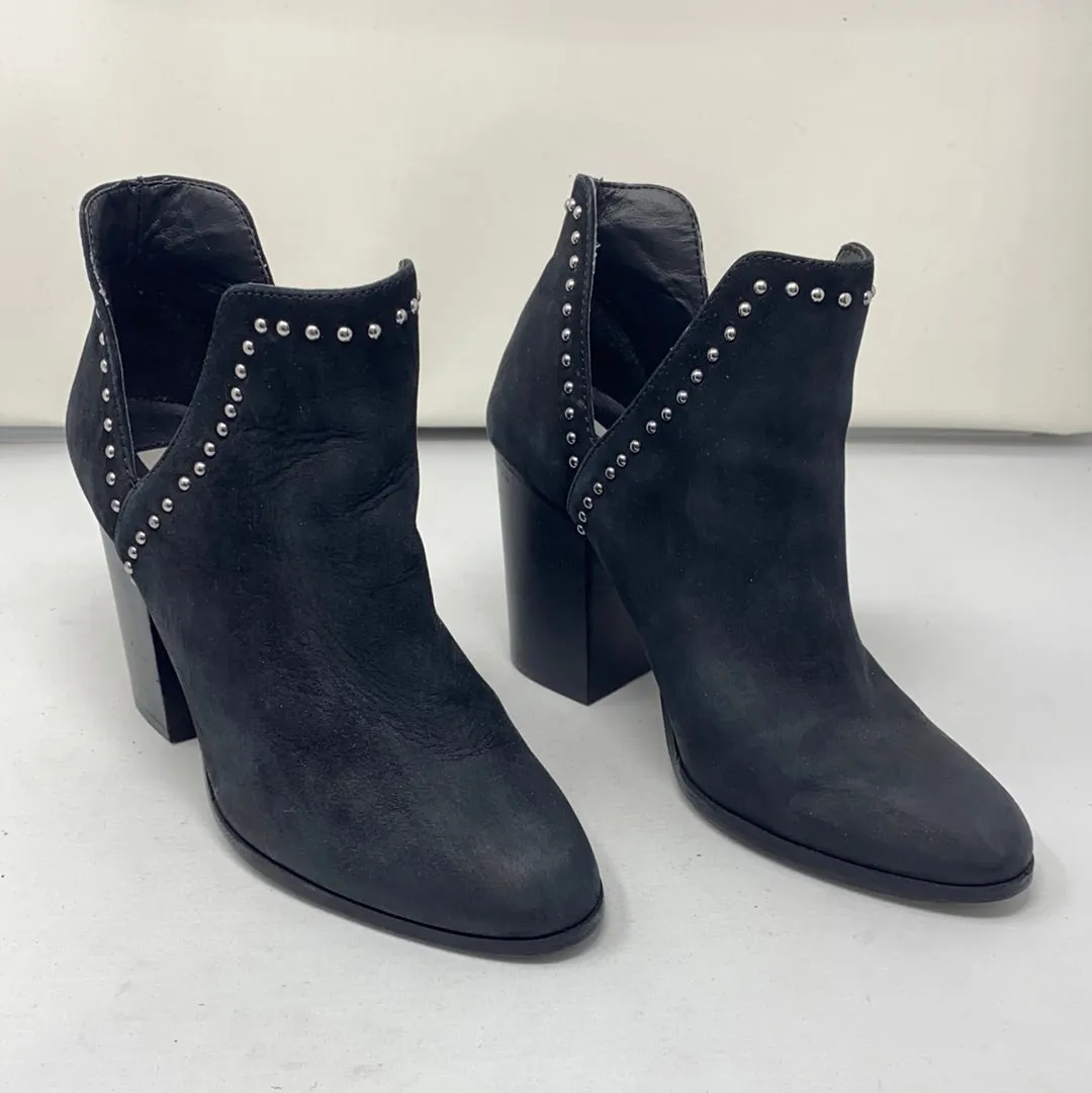 Steve Madden Black Suede Studded Dipped Ankle Bootie