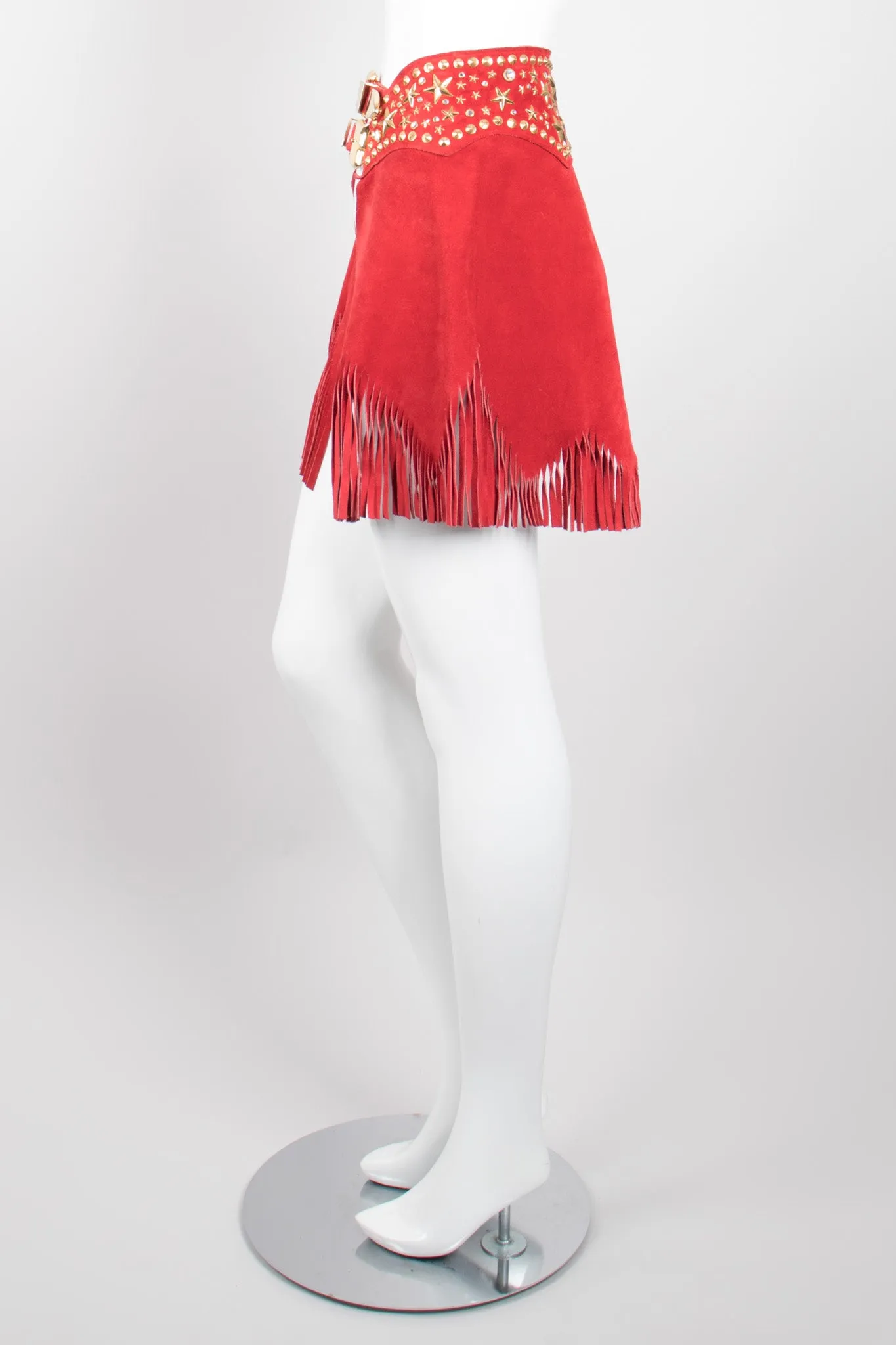 Studded Suede Fringe Belt