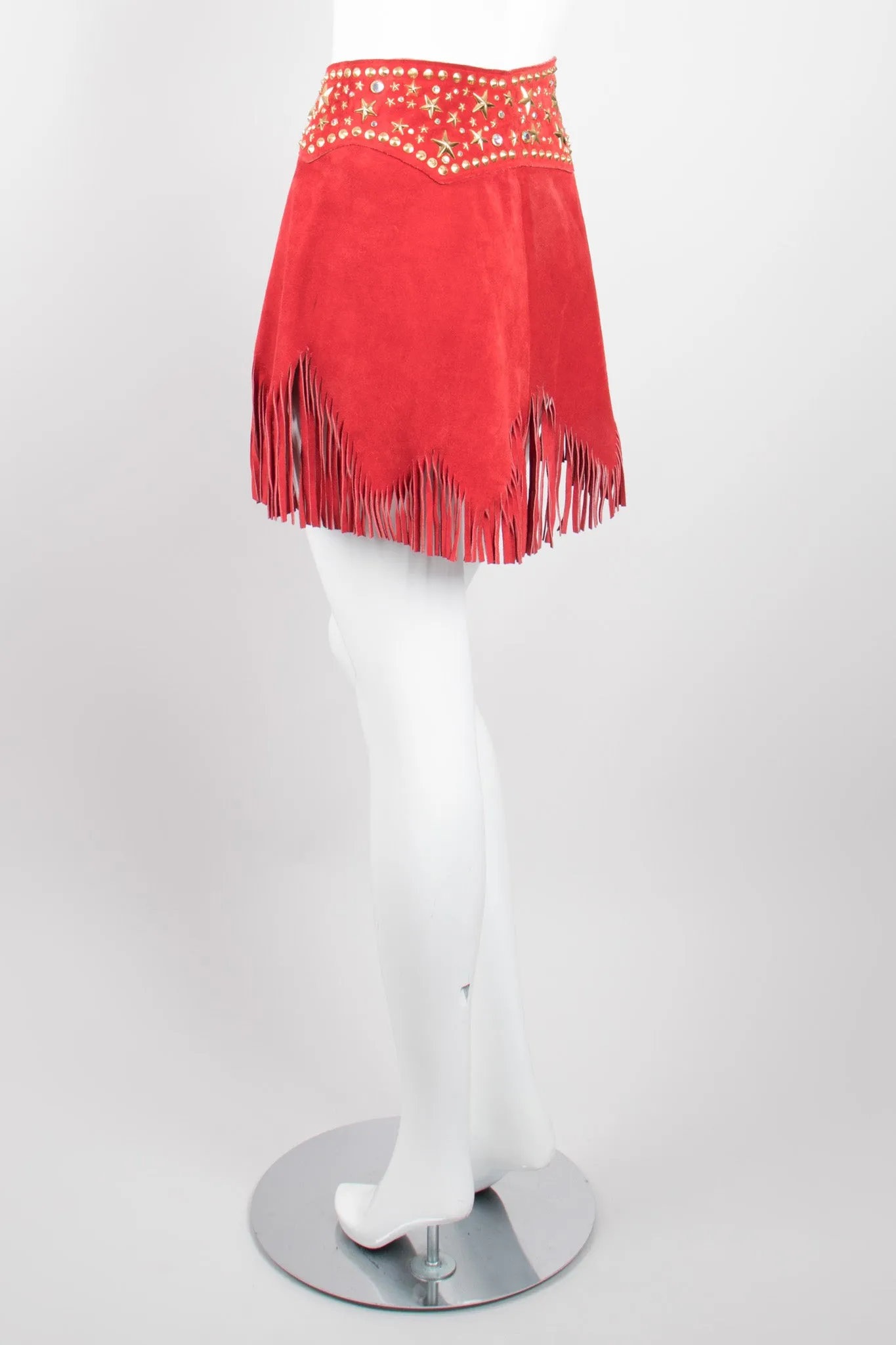 Studded Suede Fringe Belt