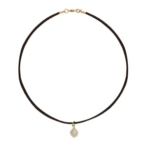 Suede and Pearl Necklace