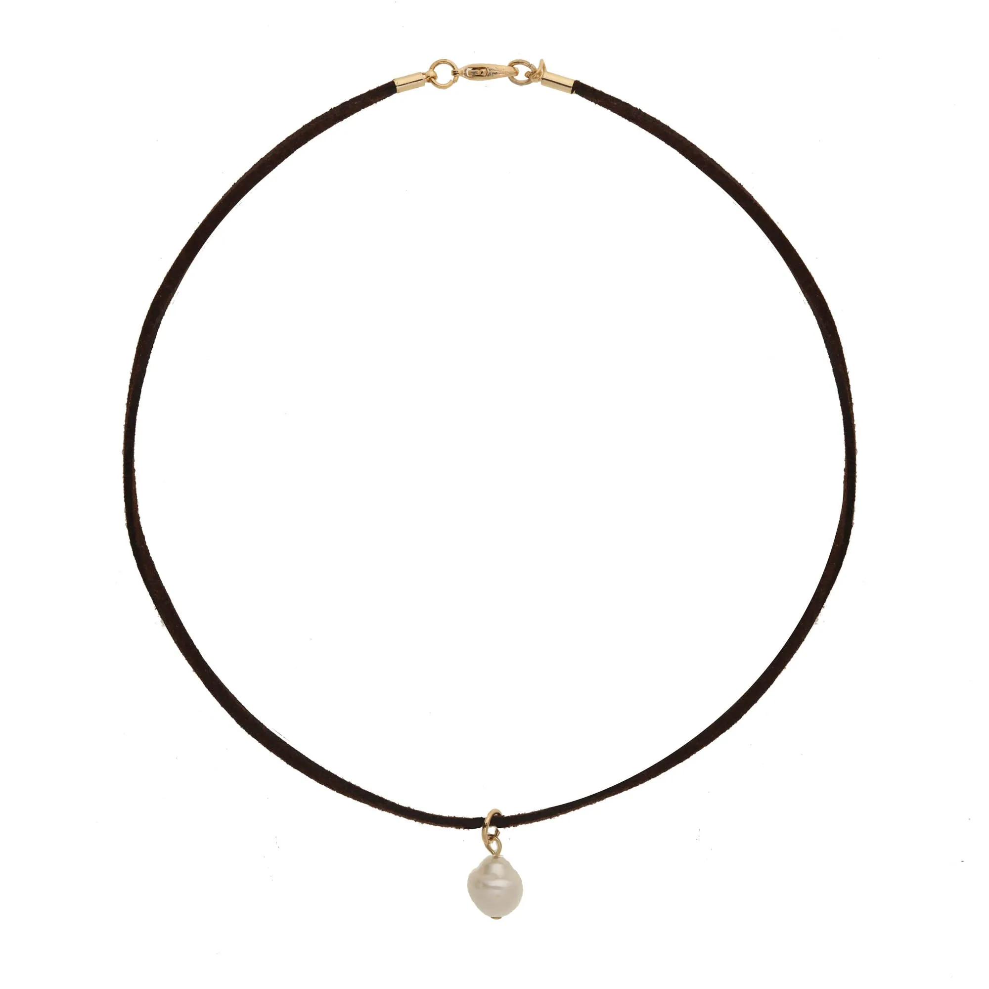 Suede and Pearl Necklace