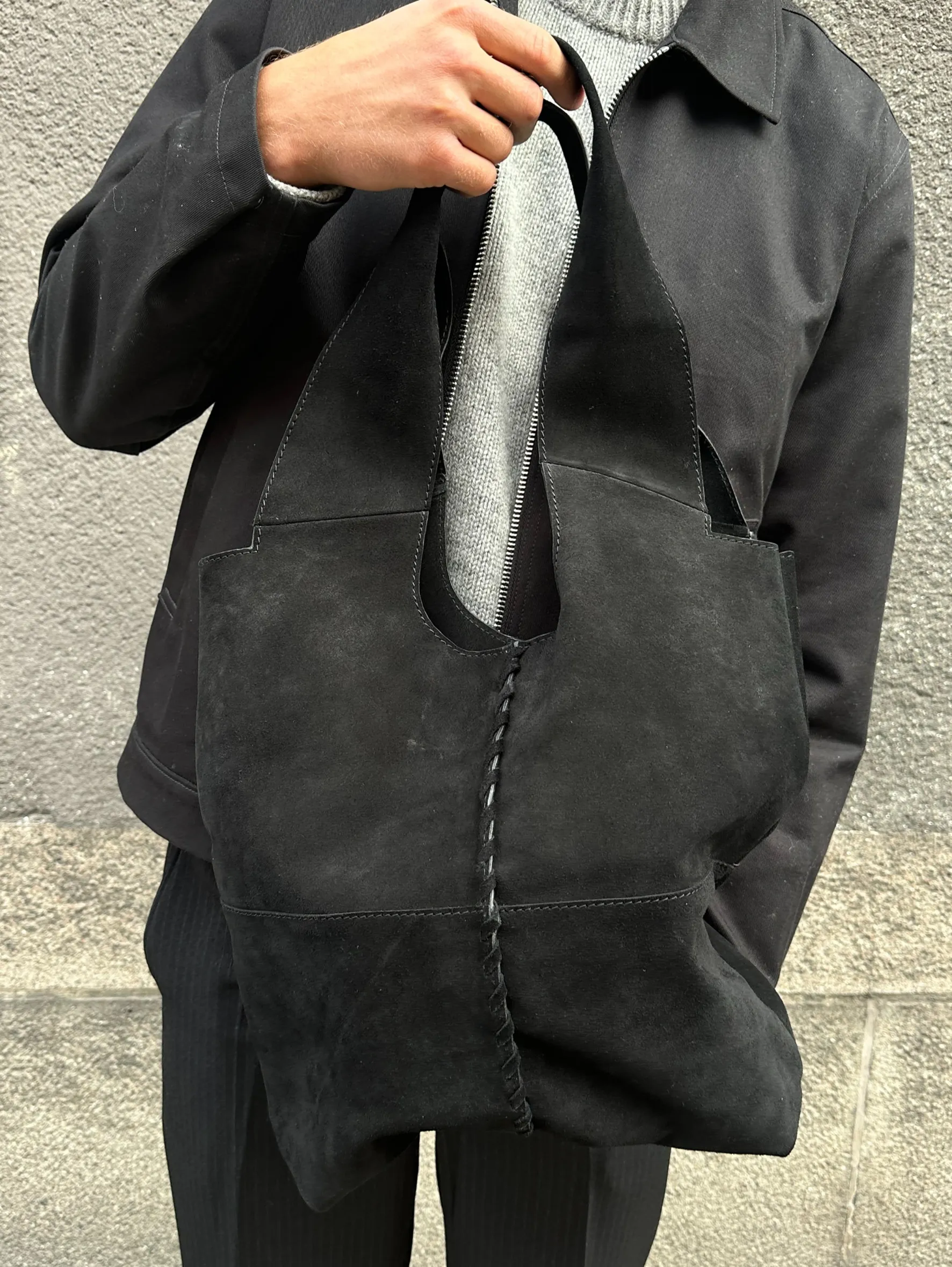 Suede Demi Bag - Black