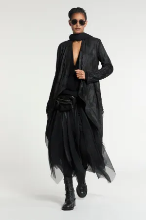 Suede High Neck Cross Over Coat
