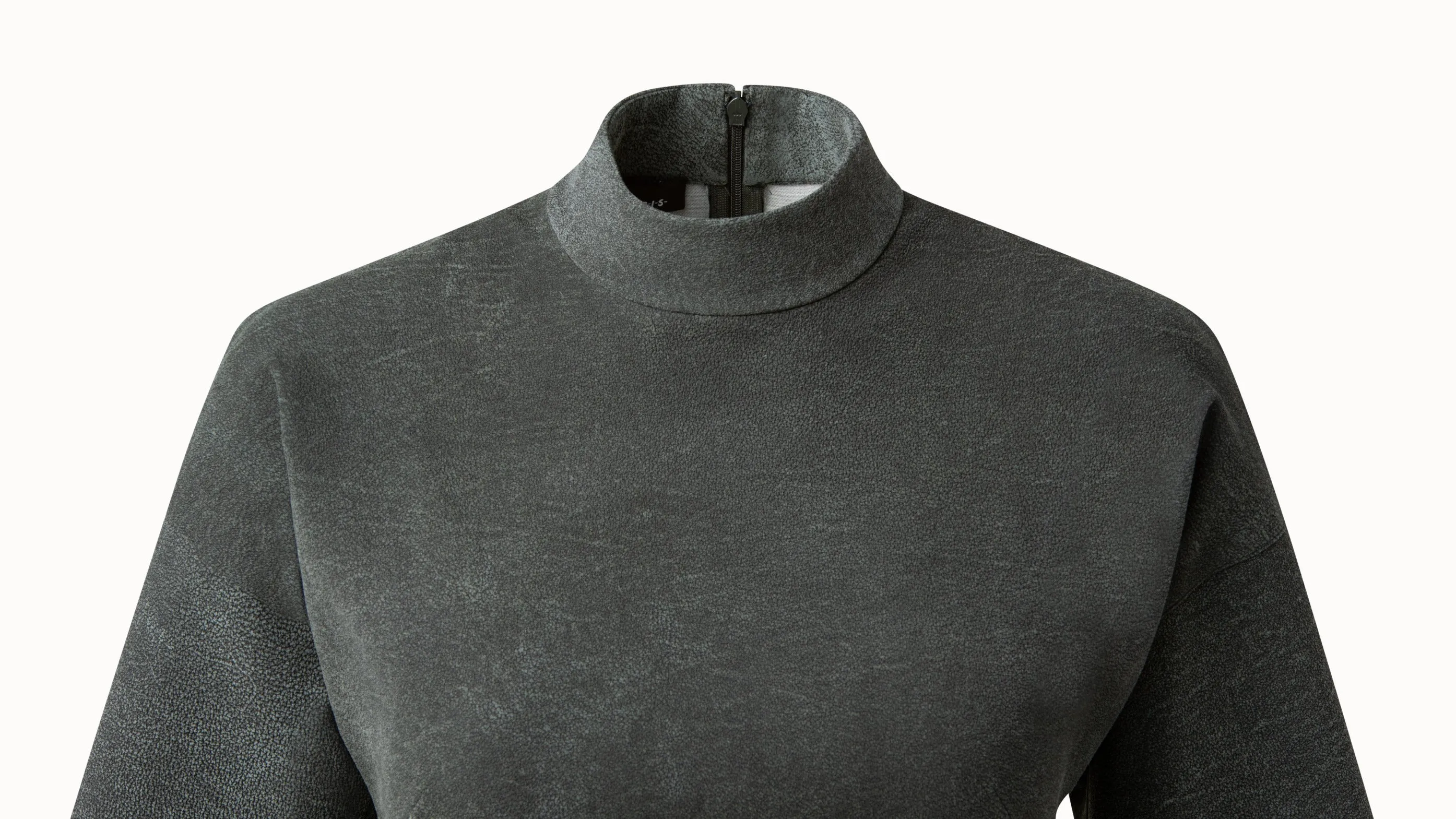 Suede Stretch Mock Neck Blouse