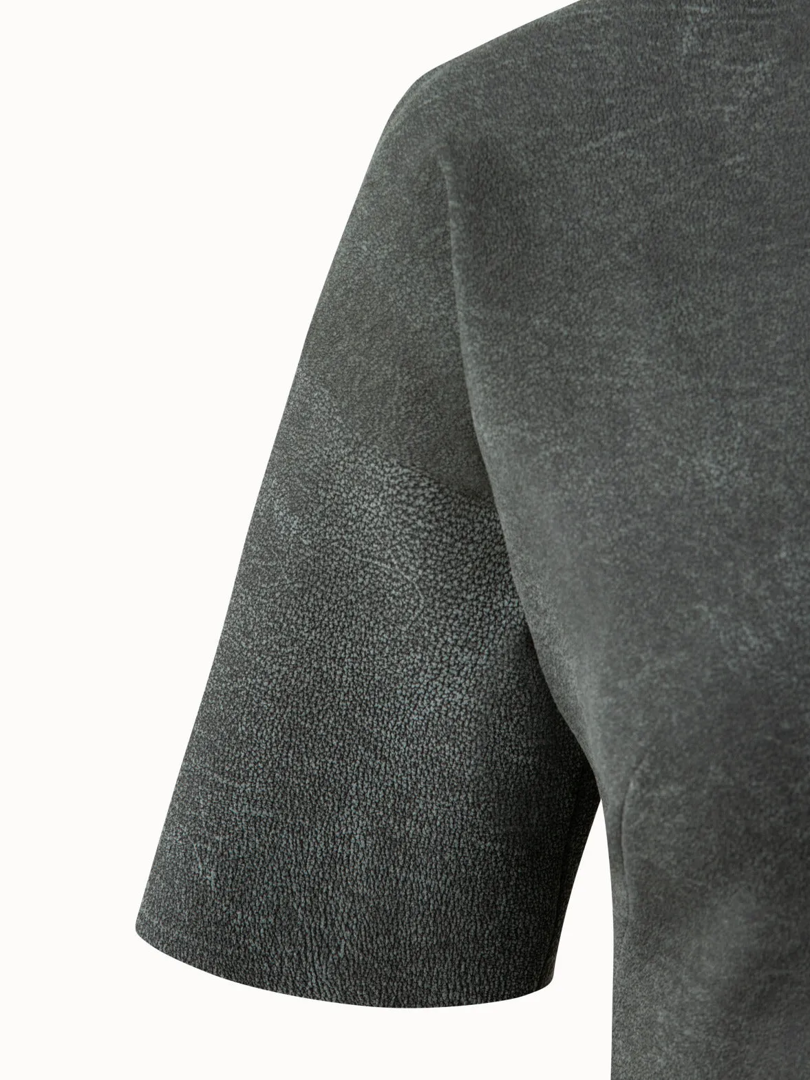 Suede Stretch Mock Neck Blouse