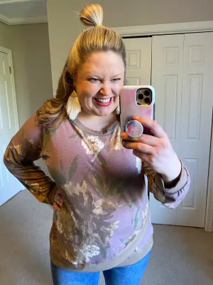 Super Soft Purple Floral Weekender Pullover