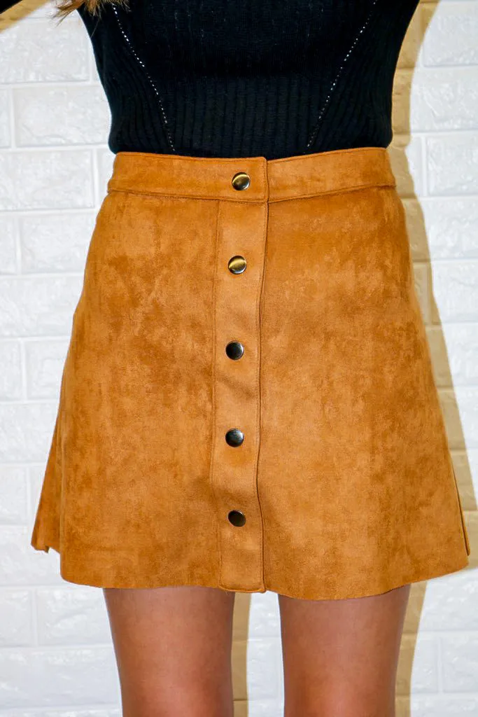 Sutton Suede Skirt - Camel