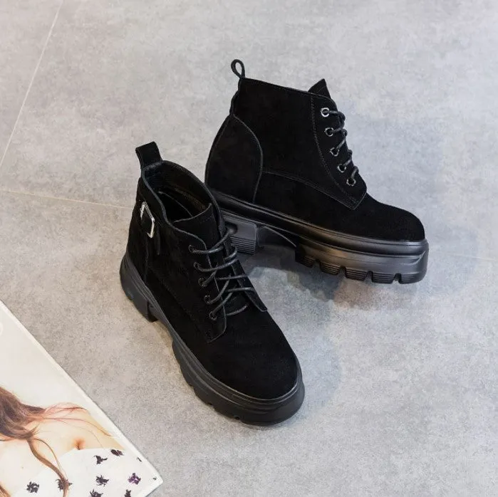 Thicksole Inner Heel Suede Leather Boots DS383