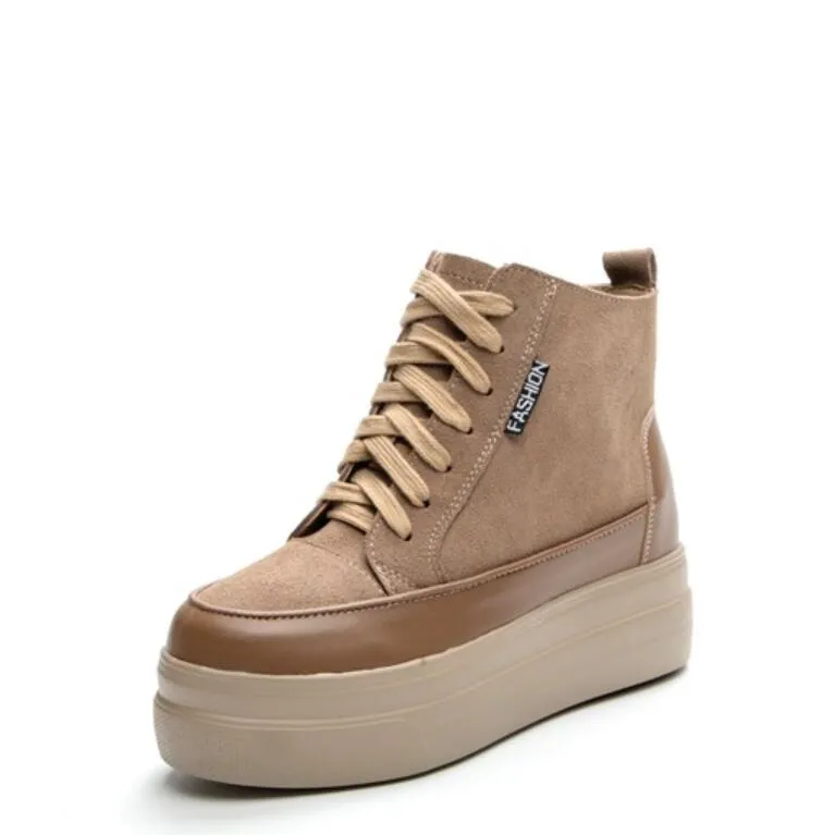 Thicksole Inner Heel Suede Short Boots GS318