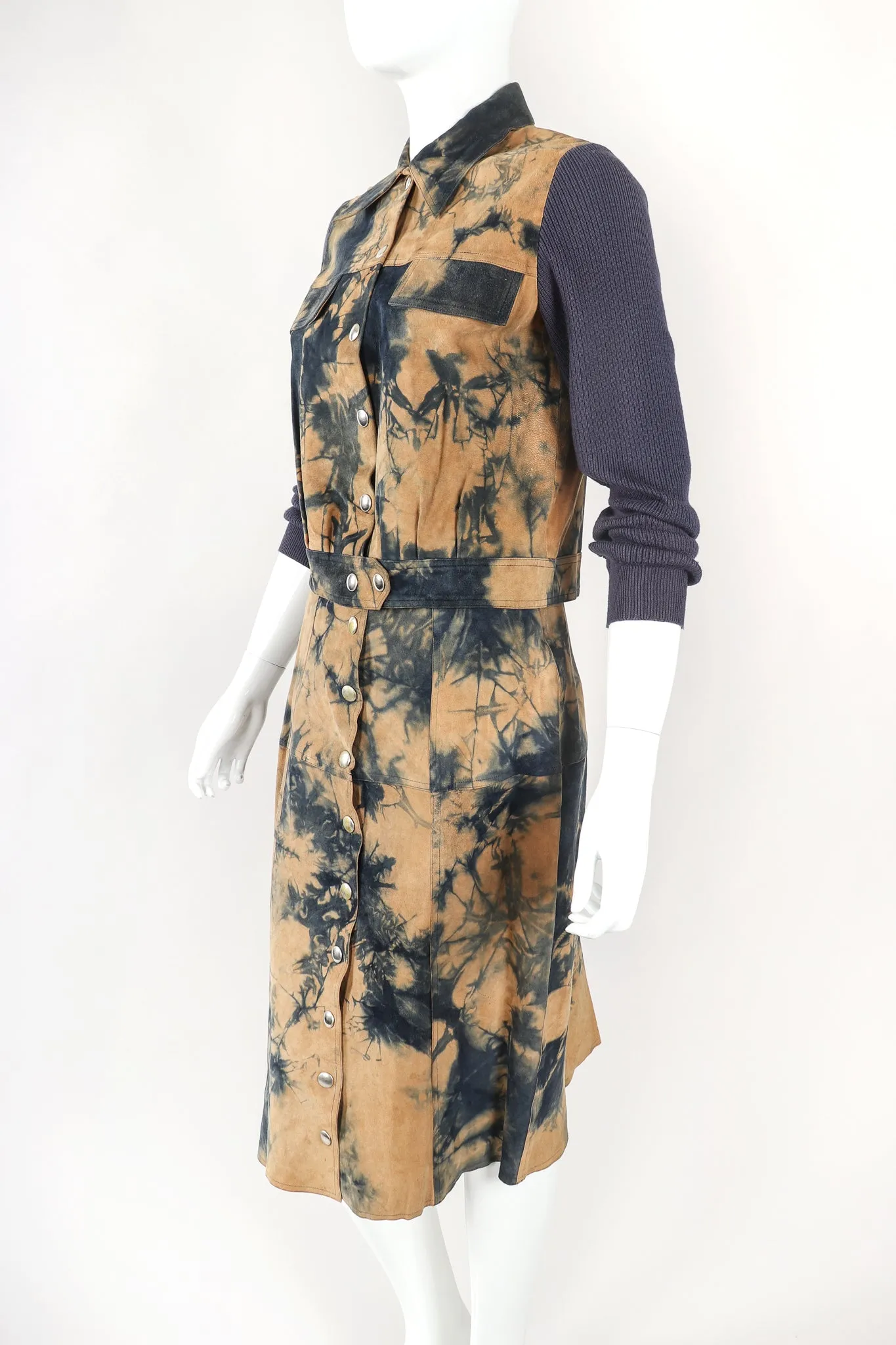 Tie Dye Tissue Suede Jacket & Skirt Set
