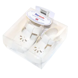 Unisex T Bar White Soft Pram Shoes