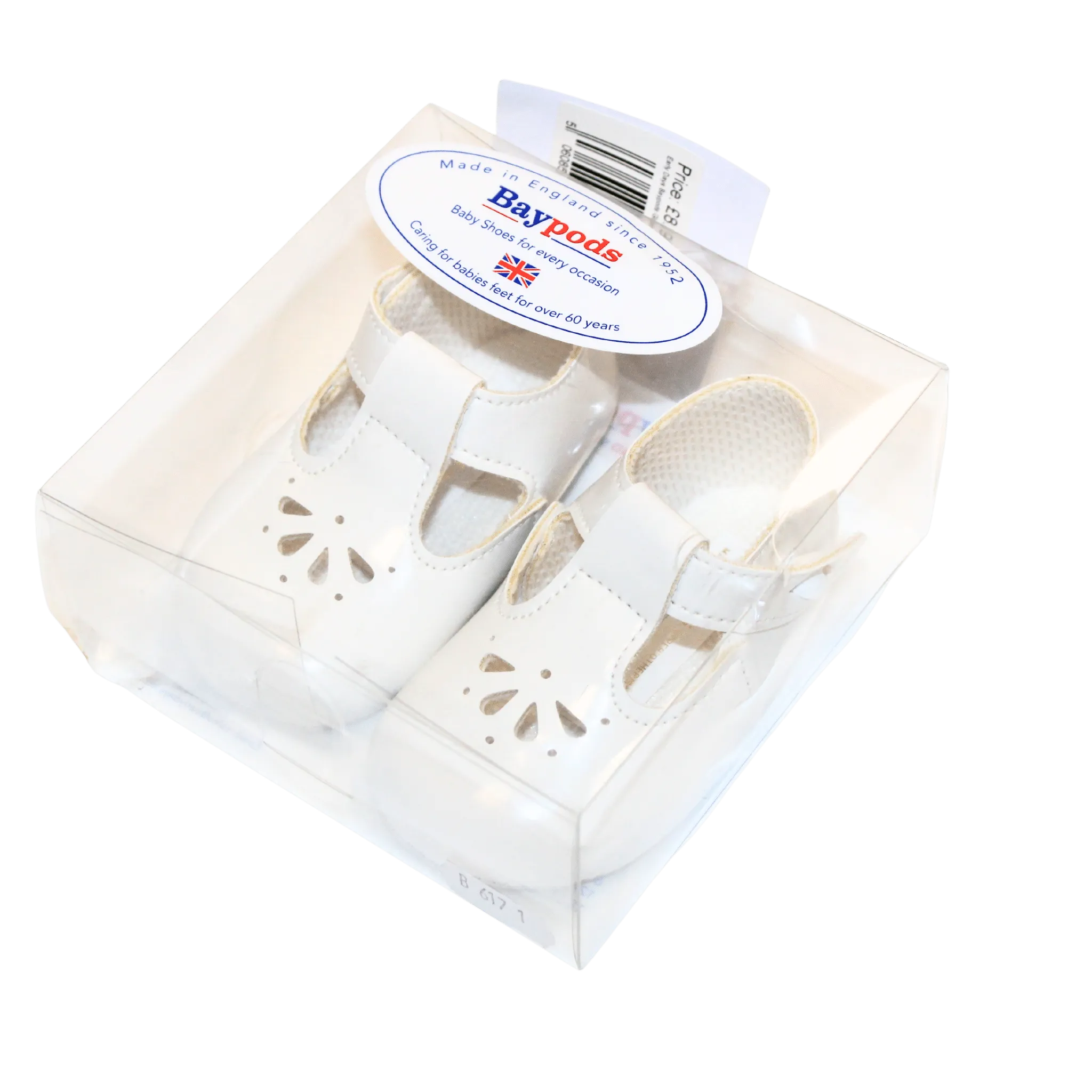 Unisex T Bar White Soft Pram Shoes