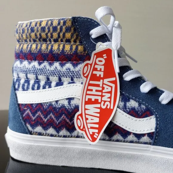 Vans Men's Sk8-Hi Fair Isle Suede / Canvas Sneaker in Fantastic Blue/Multicolor