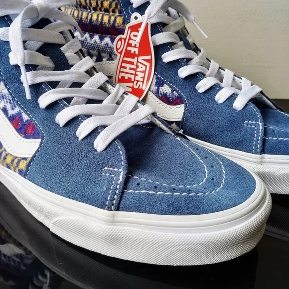 Vans Men's Sk8-Hi Fair Isle Suede / Canvas Sneaker in Fantastic Blue/Multicolor