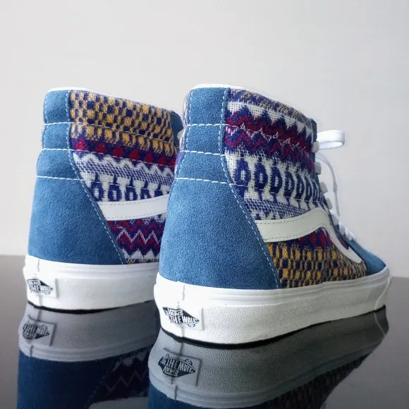 Vans Men's Sk8-Hi Fair Isle Suede / Canvas Sneaker in Fantastic Blue/Multicolor