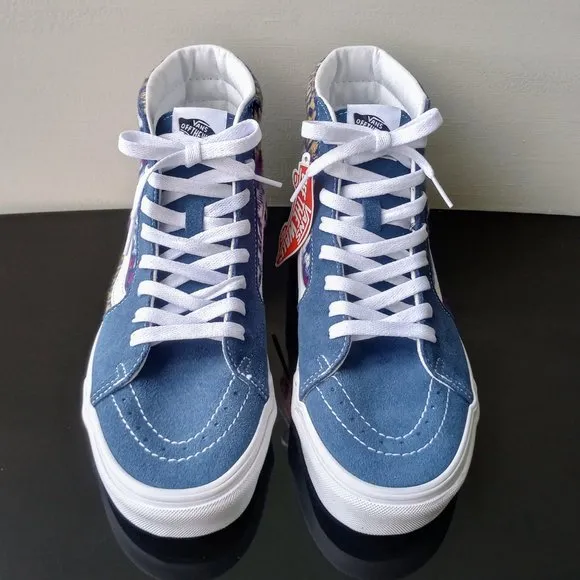 Vans Men's Sk8-Hi Fair Isle Suede / Canvas Sneaker in Fantastic Blue/Multicolor