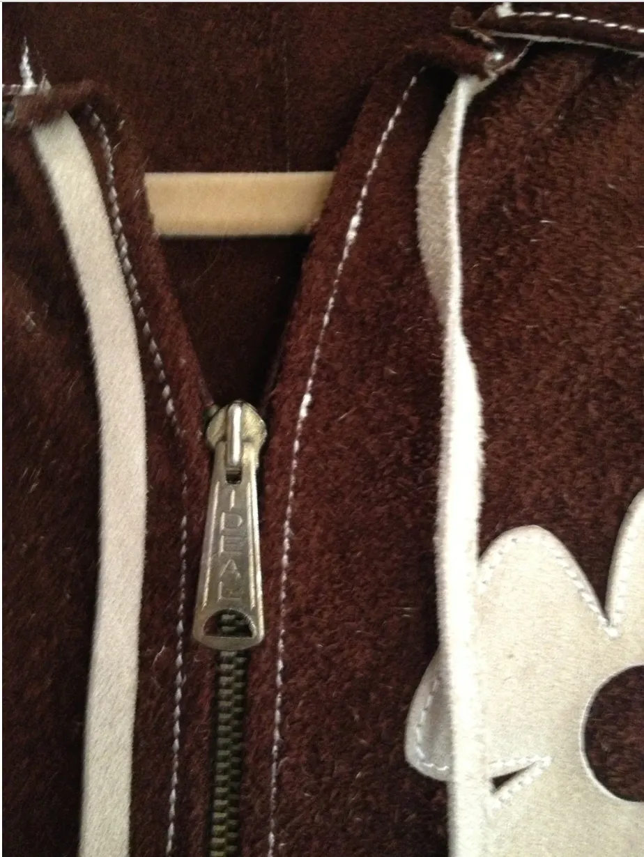 Vintage Brown Suede Floral Poncho