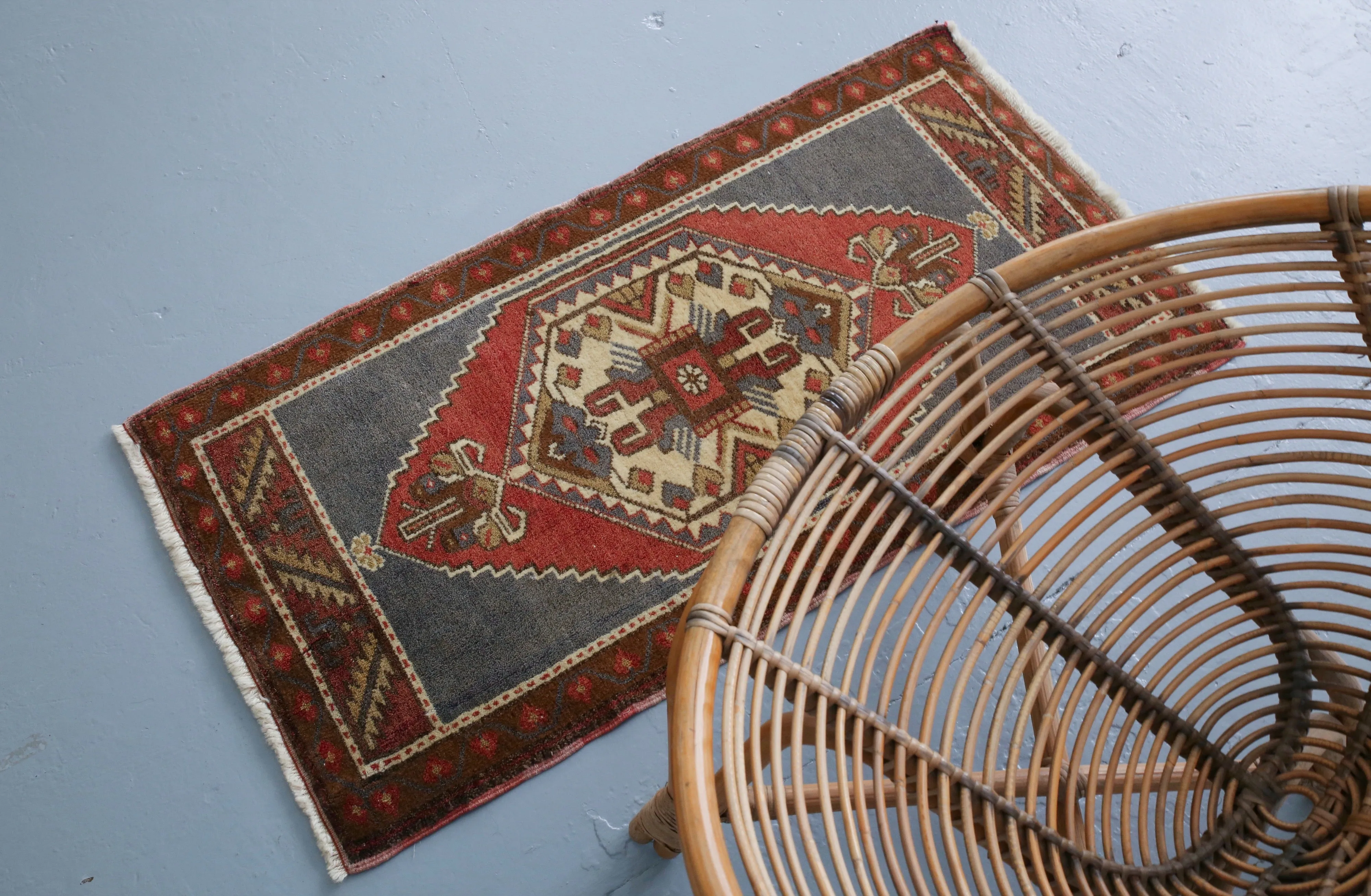 Vintage Mini Turkish Rug 1.9ftx3.5ft