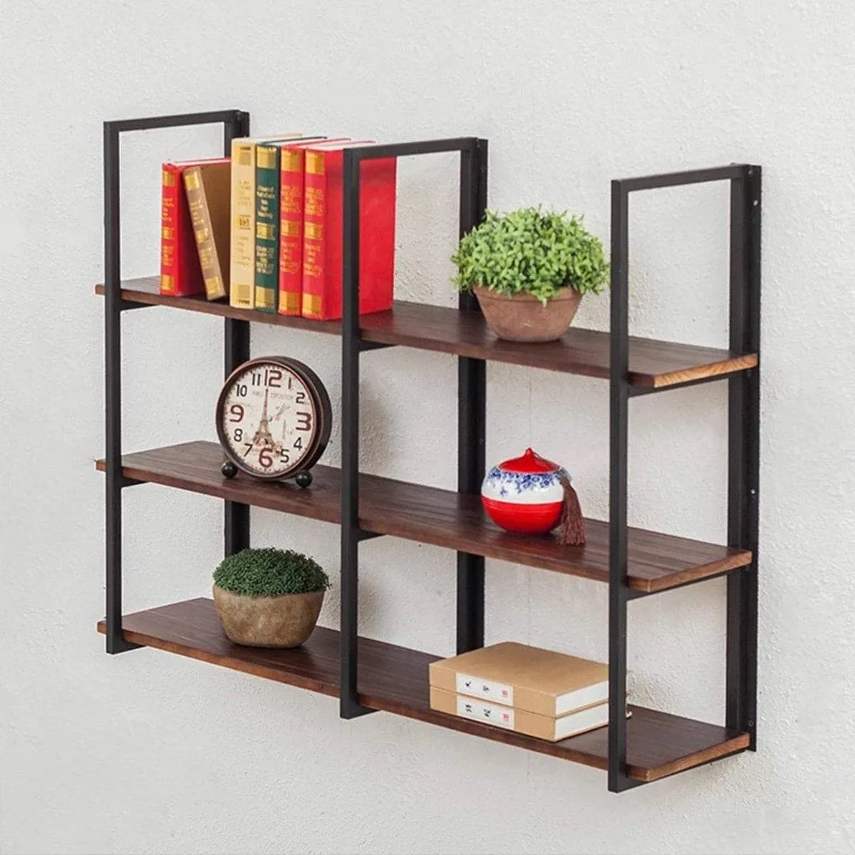 Warm Van Industrial Vintage 36 in Wood&Iron Floating Storage Shelves,Hanging Shelf, Wall Mounted Bookcase,Living Room Bedroom DIY Wall Rack