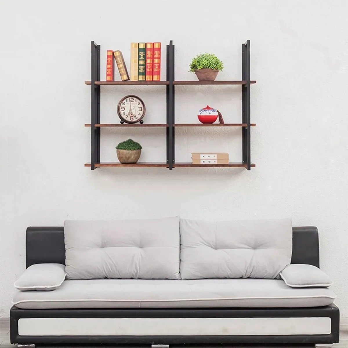 Warm Van Industrial Vintage 36 in Wood&Iron Floating Storage Shelves,Hanging Shelf, Wall Mounted Bookcase,Living Room Bedroom DIY Wall Rack