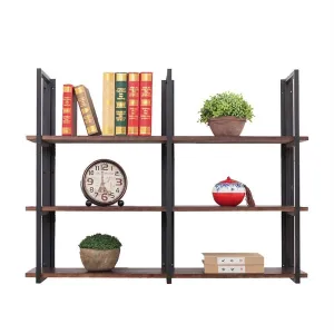 Warm Van Industrial Vintage 36 in Wood&Iron Floating Storage Shelves,Hanging Shelf, Wall Mounted Bookcase,Living Room Bedroom DIY Wall Rack