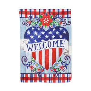 Welcome Heart Garden Suede Flag,14s10919