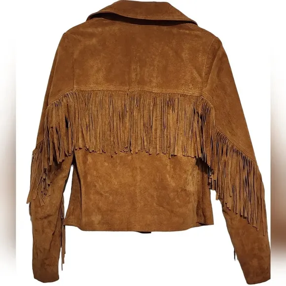 White Crow Westerner Tan Suede Leather Fringe Jacket