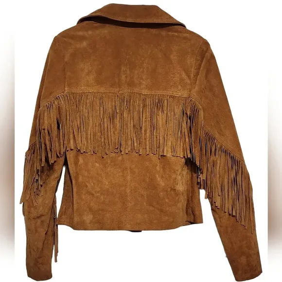 White Crow Westerner Tan Suede Leather Fringe Jacket