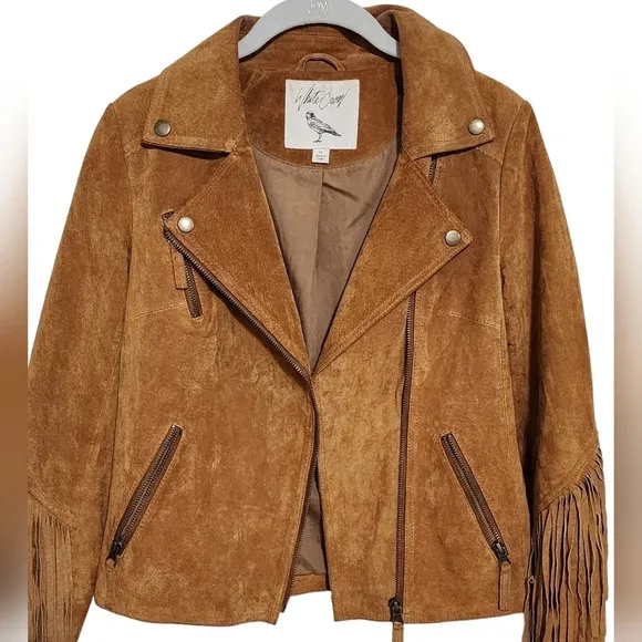 White Crow Westerner Tan Suede Leather Fringe Jacket