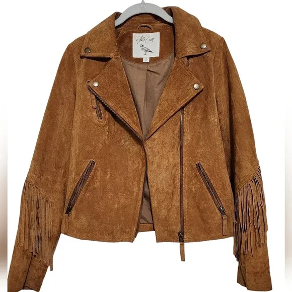 White Crow Westerner Tan Suede Leather Fringe Jacket