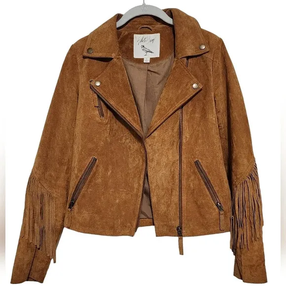 White Crow Westerner Tan Suede Leather Fringe Jacket