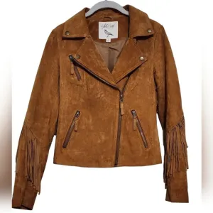 White Crow Westerner Tan Suede Leather Fringe Jacket